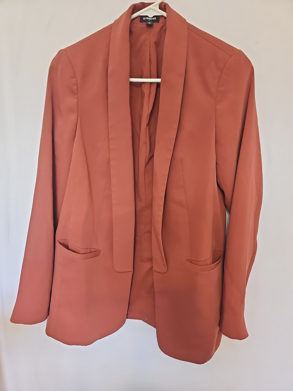 Express Women's Rust Open-Front Shawl Collar Blazer - Picture 3 of 8